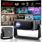 [1200 ANSI/Auto Focus & Keystone/Built-in APPs] 4K Outdoor Projector with Wifi and Bluetooth, Smart Portable Proyector with Built in Apps Netflix/YouTube/PrimeVideo & Dolby, Home Theater with HDR10+