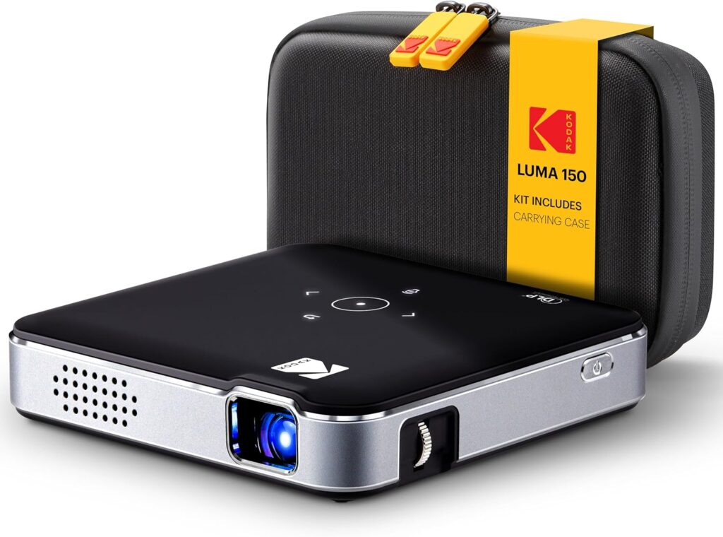 Kodak Luma 150 Wireless Mini Pico Projector Black – DLP, Supports 1080p, Built-in Speaker & Rechargeable Battery, HDMI/USB/microSD, Travel Case Included