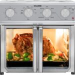 Kalorik MAXX Air Fryer Oven, 26 Quart 9-in-1 Countertop Toaster Oven and Air Fryer Combo – Fry, Bake, Roast, Rotisserie, & More, Large Glass French Doors & 7 Accessories, 1700-Watts, Stainless Steel