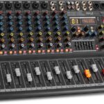 PYLE 12-Channel Bluetooth Studio Audio Mixer – DJ Sound Controller Interface with USB Drive for PC Recording Input, RCA, XLR Microphone Jack, 48V Power, For Professional and Beginners – PMXU128BT
