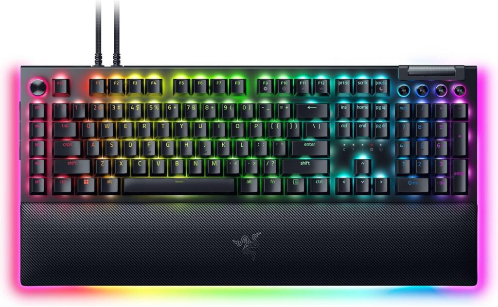 Razer BlackWidow V4 Pro Wired Mechanical Gaming Keyboard: Green Switches Tactile & Clicky – Doubleshot ABS Keycaps – Command Dial – Chroma RGB – Magnetic Wrist Rest – Snap Tap