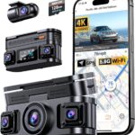 360° View 4K 4 Channel Dash Cam Front and Rear Inside Left Right, Built-in GPS, 5.8GHz WiFi, Car Dash Camera for Cars with App Connect, Support Parking Mode, G-Sensor, Free 128GB Card