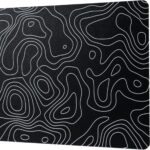 Glass Mouse Pad for Gaming, Black Topographic Hard Gaming Mousepad, Professional Large Mouse Mat 410mm*310mm, Special Glass Surface with Improved Precision and Speed