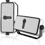 Inwa Bluetooth Outdoor Speaker, IPX5 Waterproof Wall Mount Speaker, Wireless Sync Up to 100 Speakers, Connect Seamlessly to Phone, Computer, Suitable for Patio, Porch, Gazebo, Garage, 2 PCS