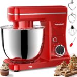 Stand Mixer, 10-Speed Kitchen Electric Mixer, 6QT Food Mixer with 8-in-1 Splash Guard, Dishwasher-Safe Dough Hook/Whisk/Beater/Spatula, Dough Mixers for Baking, Red