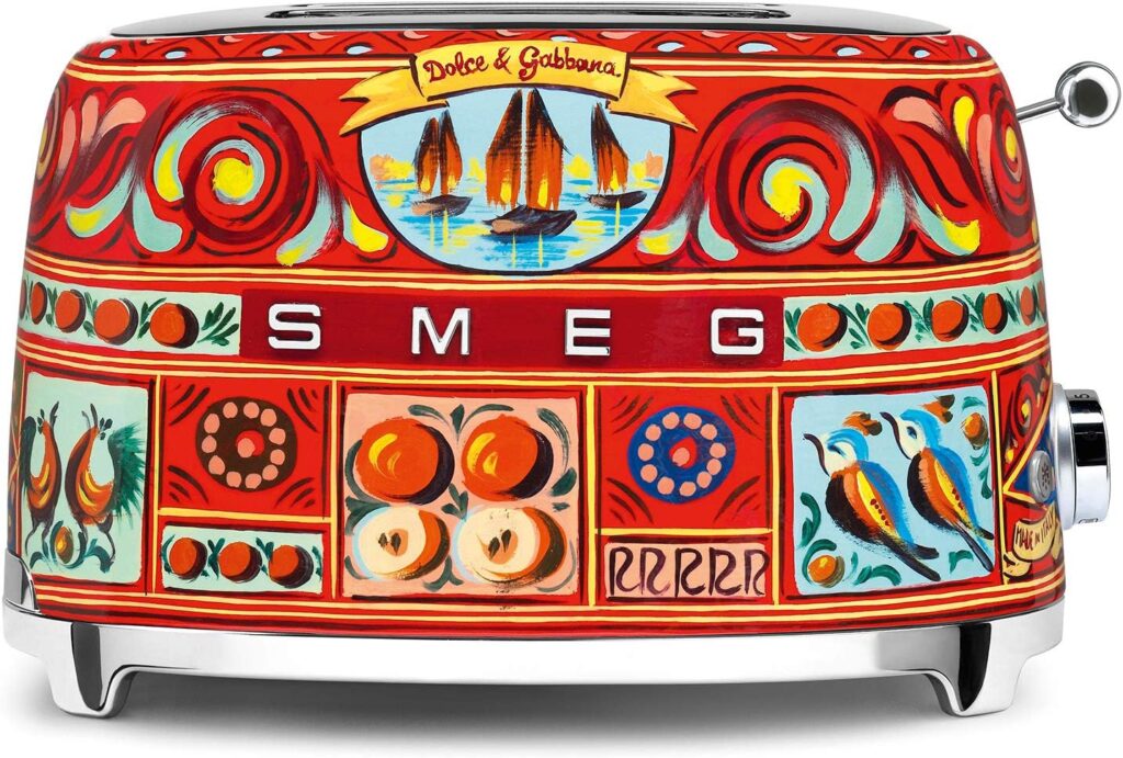 Dolce x Smeg 2 Slice Toaster with 6 Presets and Defrost Function and Removable Crumb Tray, Sicily Is My Love