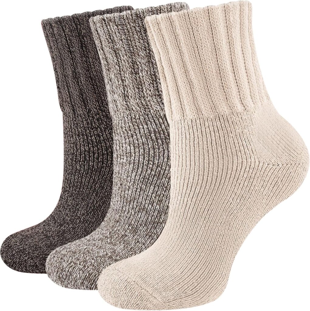 Thermal Socks for Women, 3 Pairs Warm Thick Full Cushioned Knit Winter Crew Wool Boot Socks, Cozy Gift