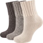 Thermal Socks for Women, 3 Pairs Warm Thick Full Cushioned Knit Winter Crew Wool Boot Socks, Cozy Gift