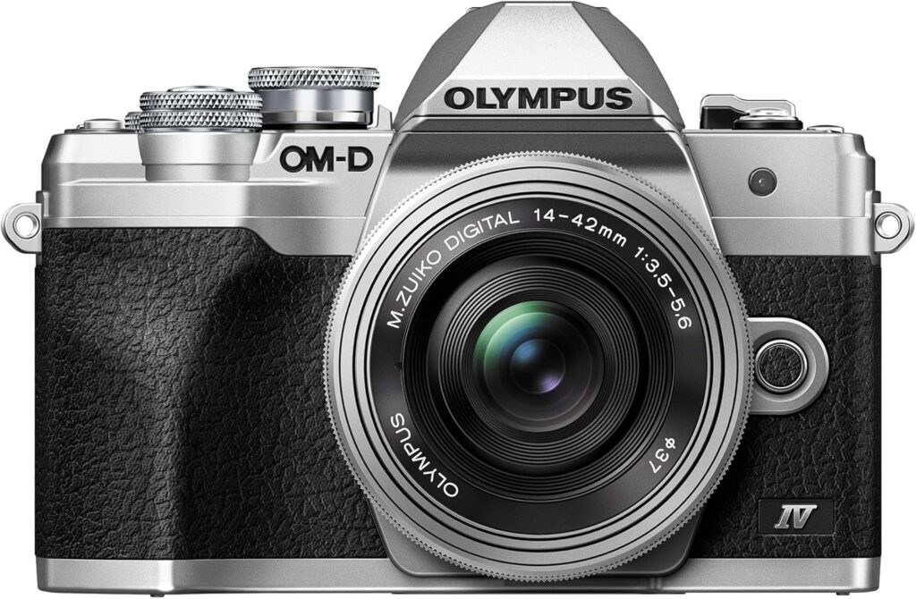 OM SYSTEM Olympus E-M10 Mark IV Silver Micro Four Thirds System Camera M.Zuiko Digital ED 14-42mm F3.5-5.6 EZ kit 20MP Sensor 5-Axis Image Stabilization 4K Video Wi-Fi