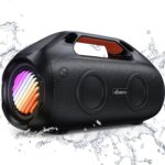 100W Bluetooth Speaker, Outdoor Wireless Boombox with Powerful Bass, RGB Lights, IPX7 Waterproof|30H Playtime|USB-C|TWS|AUX, Portable for Party, Camping, Pool, Beach, Backyard-Black