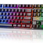 CHONCHOW Wired Gaming Keyboard, 104 Keys Full Size, with Anti-Ghosting and Multimedia Keys, LED Backlit Light Up Keyboard for PC Mac Laptop Desktop, Gaming or Office