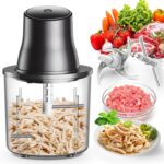 Food Processors, 2 IN 1 Electric Chicken Shredder &Food Chopper with 250W Copper Motor,1.5L Bowls & 2 Bi-Level Blades,One-Touch Electric Chicken Breast Shredder Tool-Smart Overheat Protection