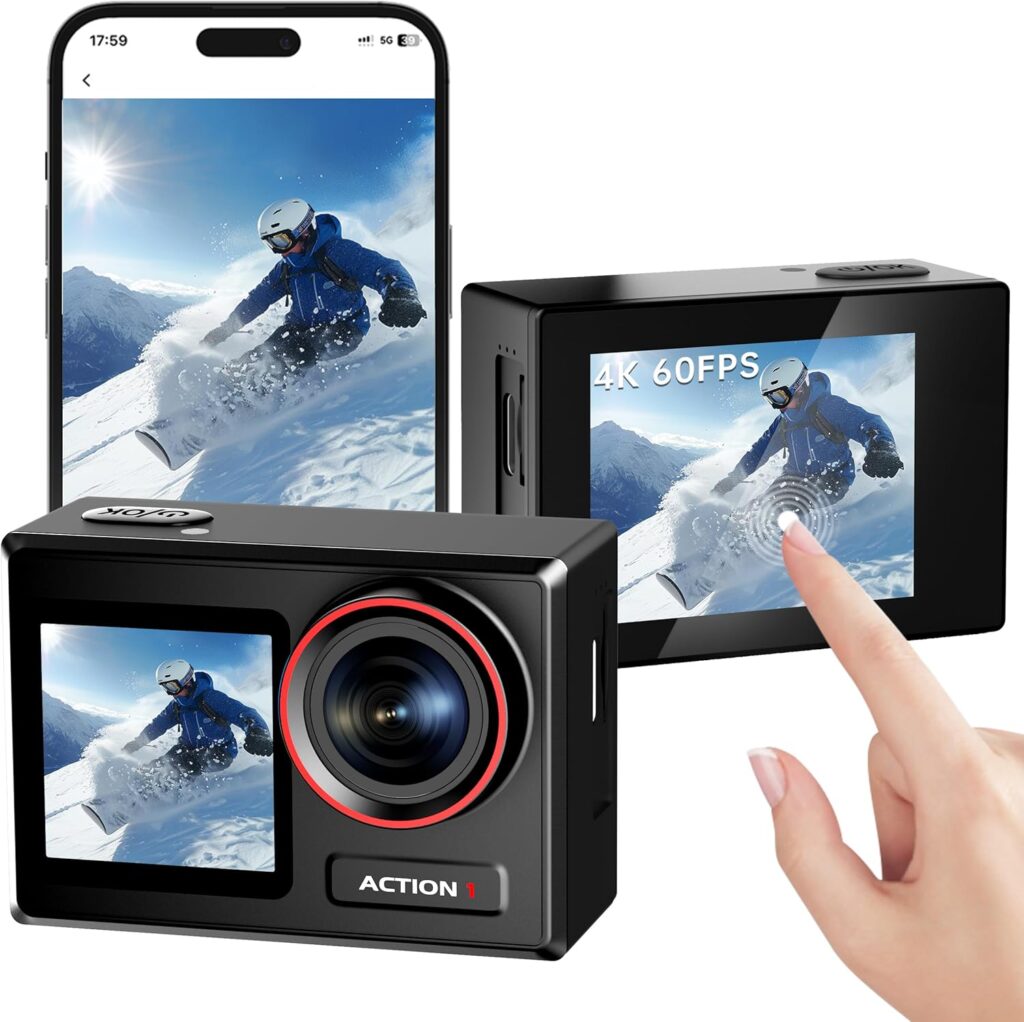 ODDV 4K 30MP Waterproof Action Camera with 60FPS & Dual Screens, 132FT Underwater Camera with 64GB Card, EIS Stabilization, 5X Zoom, WiFi Remote Control Action Camera Ideal for Sports, Snorkeling