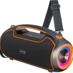 Portable Bluetooth Speakers Wireless Upgrade, 200W Peak Loud Sound/Deep Bass for Party, IP65 Waterproof Outdoor Speaker w/ 2*Subwoofer/2*Tweeter/DSP/Bass Boost/TWS/TF/USB/AUX, 24H Playtime