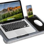 LAPGEAR Home Office Lap Desk with Device Ledge, Mouse Pad, and Phone Holder – Silver Carbon – Fits up to 15.6 Inch Laptops – Style No. 91585