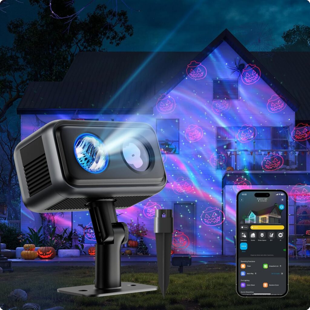 Govee Outdoor Projector Light, Upgraded Aurora Star Projector with 16 RGB Patterns, 50+ Scene Modes for Indoor & Outdoor Holiday Decor, Works with Alexa, Google, Matter, IP65 Waterproof