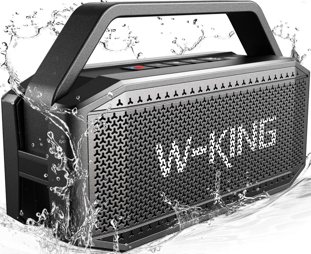 W-KING Portable Loud Bluetooth Speaker, 100W Max Waterproof Outdoor Speakers Bluetooth Wireless, IPX6 Party Big Large Speaker Boombox 2 Subwoofer-60W Exlarge Deep Bass Radiator/2 Pairing/40H/TF/AUX/EQ