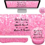 Long Mouse Pad XXL,Ergonomic Desk Mat Gaming Set,Keyboard Wrist Support Rest Mouse Pad Suitable for Office and Home (XXL Pink Set)
