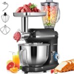 VIVOHOME 3 in 1 Multifunctional Stand Mixer with 6 Quart Stainless Steel Bowl, 650W 6 Speed Tilt-Head Meat Grinder, Juice Blender, Black