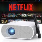 【Official Licensed Netflix/1500ANSI】HOMPOW Smart Mini Projector with WiFi and Bluetooth, Native 1080P Portable Outdoor Projector, Electric Focus & Keystone 4K Supported Home Theater Movie Projector