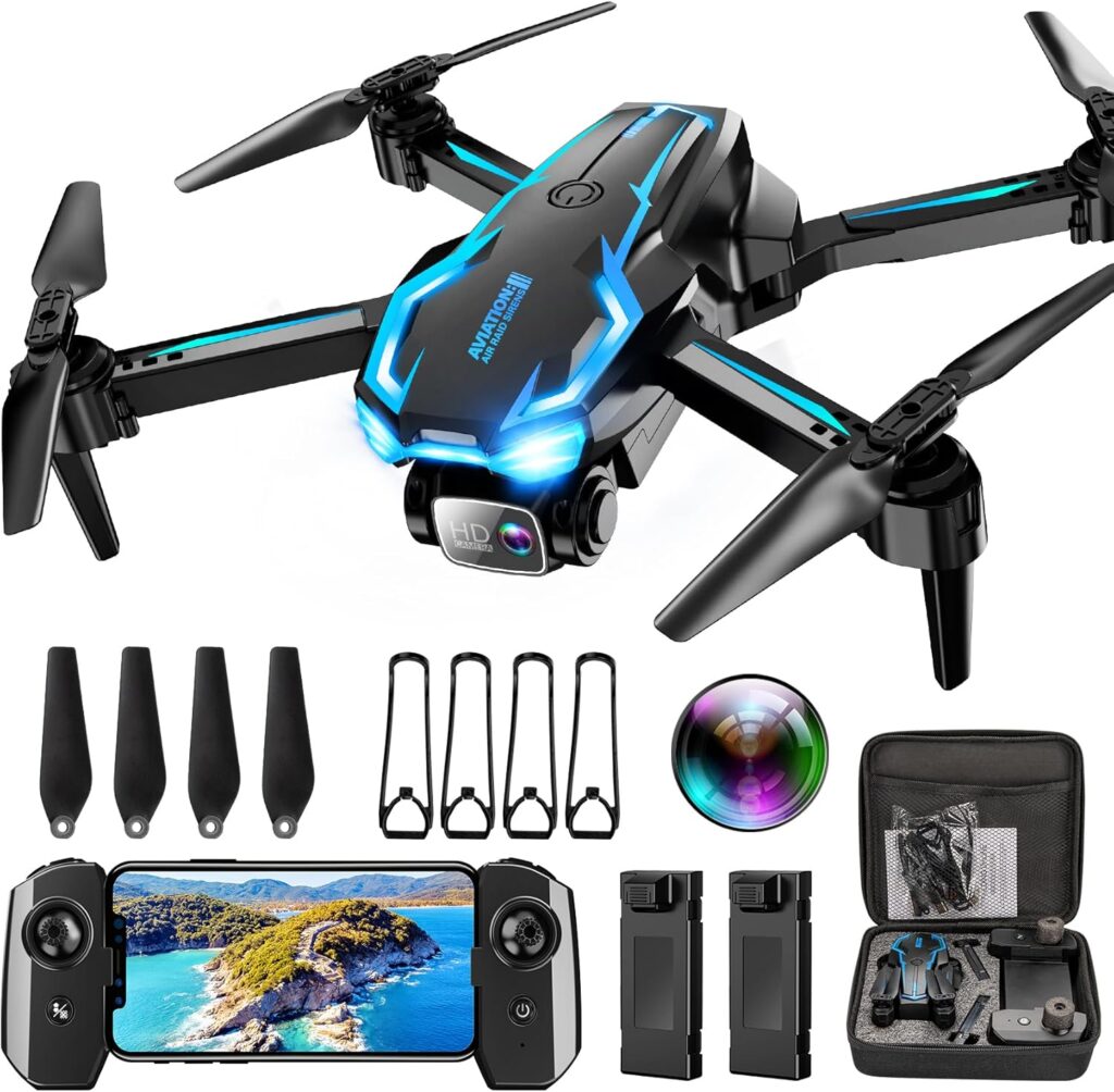 2K HD FPV Drone with Camera for Adults – Altitude Hold, One-Key Takeoff/Landing, 3 Speed Modes, Headless Mode, 2 Batteries, Foldable & Portable, Best Gifts for Beginners, Teen Boys & Girls