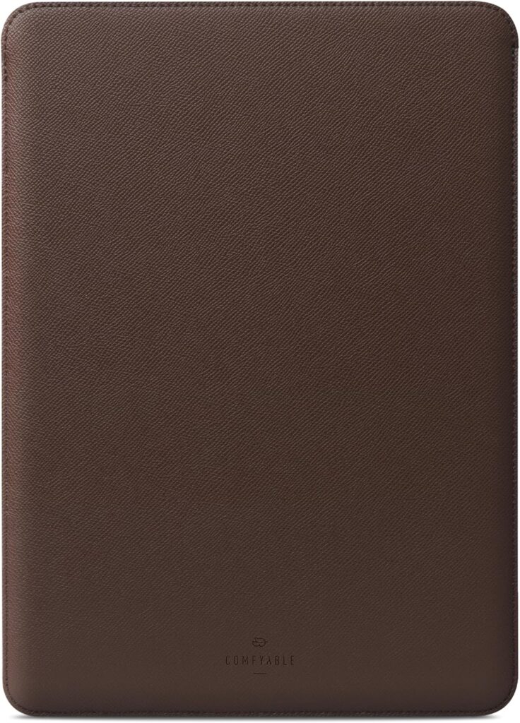 Comfyable Laptop Sleeve 14 Inch Precisely Compatible with MacBook Pro M4 M3 M2 M1 Pro/Max 2024, Faux Leather Cover Case 14 in, Coffee