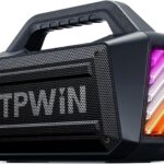 Bluetooth Speaker – 80W Loud Rugged Outdoor Speakers, IPX6 Waterproof, 20H Playtime, Deep Bass, Lightshow, TWS, BT 5.3 Wireless, Portable for Travel Hiking Camping Beach Pool – Black
