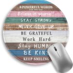 Inspirational Quote Work Mouse Pad, Positive Desk Small Round Mouse Pads, Mini Travel Mousepad for Wireless Computer Laptop, Office Desk Accessories, 8.6 x 8.6 inch