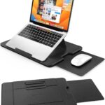AboveTEK Adjustable Laptop Lap Desk, 3 Ergonomic Angles, PU Leather Non-Slip Surface, Heat Shield, Retractable Mouse Pad, Portable Laptop Lap pad Workstation for Bed, Sofa, Travel