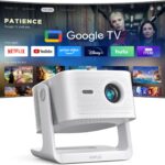【Official Licensed Google TV/Netflix】4K Smart Projector with WiFi and Bluetooth, VOPLLS 2000 ANSI Outdoor Projectors with Dolby/Auto Focus, Portable Movie Phone Gaming Wifi Proyector for Bedroom/Home