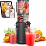 Slow Cold Press Juicer Machine: Electric Masticating Juicer Extractor Easy Clean – Whole Fruit Vegetable Juice Maker – Cold Pressed Slow Blender Juicer with Wide Large Chute Mouth