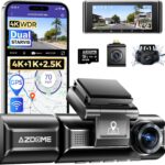 AZDOME M550 Max 4K 3 Channel Dash Cam, Dual STARVIS Sensors, 4K+2.5K+1080P Front and Rear Inside Triple Car Camera, Built-in WiFi GPS, 64GB Card Included, IR Night Vision, WDR, 24H Parking Mode