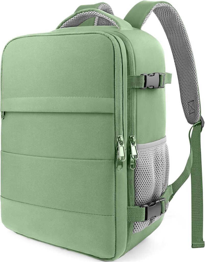 HOTOR Travel Backpack – Flight Approved Travel Bag for Men and Women, Carry on Luggage for 15.6″ Laptop and Travel Essentials for Work, Business, Weekender, College 11.8″x7.9″x17.3″ (Green)