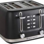 West Bend Toaster 4-Slice Extra-Wide and Deep Slots with 3 Functions and 7 Shade Settings Manual Toast Lift Lever Auto Shut-Off and Removable Crumb Tray, 1500-Watts, Black