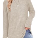 Sampeel Long Sleeve Shirts for Women Tunic Tops Loose Fit Dressy Crew Neck Pullover Basic Sweaters for Women 2025