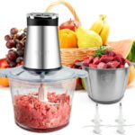 Electric Food Processor Meat Grinder 800W 2x12cups LED Timer Electric Food Chopper Vegetable chopper 3 layers 6 blades for Mincing Puree for home use kitchen aid for pet food,baby food