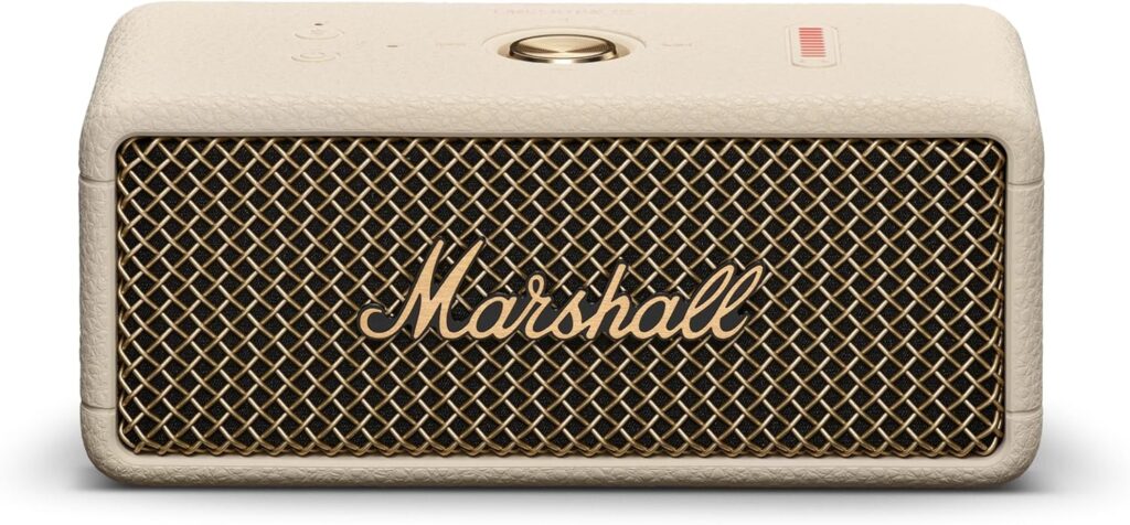 Marshall Emberton III Portable Bluetooth Speaker – Rugged Waterproof IP67 Design | Loud Stereo Sound, Deep Bass with 32+ Hr Playtime | Compact and Wireless for Travel and Outdoors – Cream