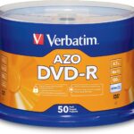Verbatim DVD-R Blank Discs AZO Dye 4.7GB 16X Recordable Disc – 50 Pack Spindle,Silver