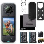 Insta360 X4 Waterproof 8K 360 Action Camera Kit | Live Stream, AI Editing, 72MP 360 Photo, 4K Wide-Angle Video Camera | Includes Extra Battery, Lens Cap, & 256 GB Micro SD Card