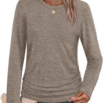 SAMPEEL Womens Sweaters Long Sleeve Shirts Fall Fashion 2025 Trendy Tops Ruched Outfits Winter Clothing