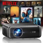 [Netflix-Licensed/4K Supported] Smart Outdoor Projector with WiFi6 and Bluetooth, 800ANSI Movie Projector, DoIby Audio with Dual Speakers, AI Auto Focus with Built-in Apps Proyector, Upgraded P62 Pro