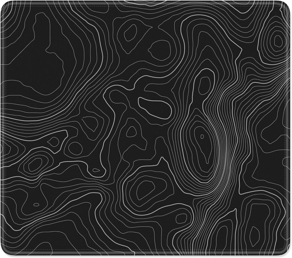 Mouse Pad, Minimalism Marble Style Computer Pad, Anti-Slip Rubber Mouse Mat with Stitched Edges for Gaming, Office, Laptop, PC, Women, 9″ x 8″ Thick 3 mm, Black Swirl