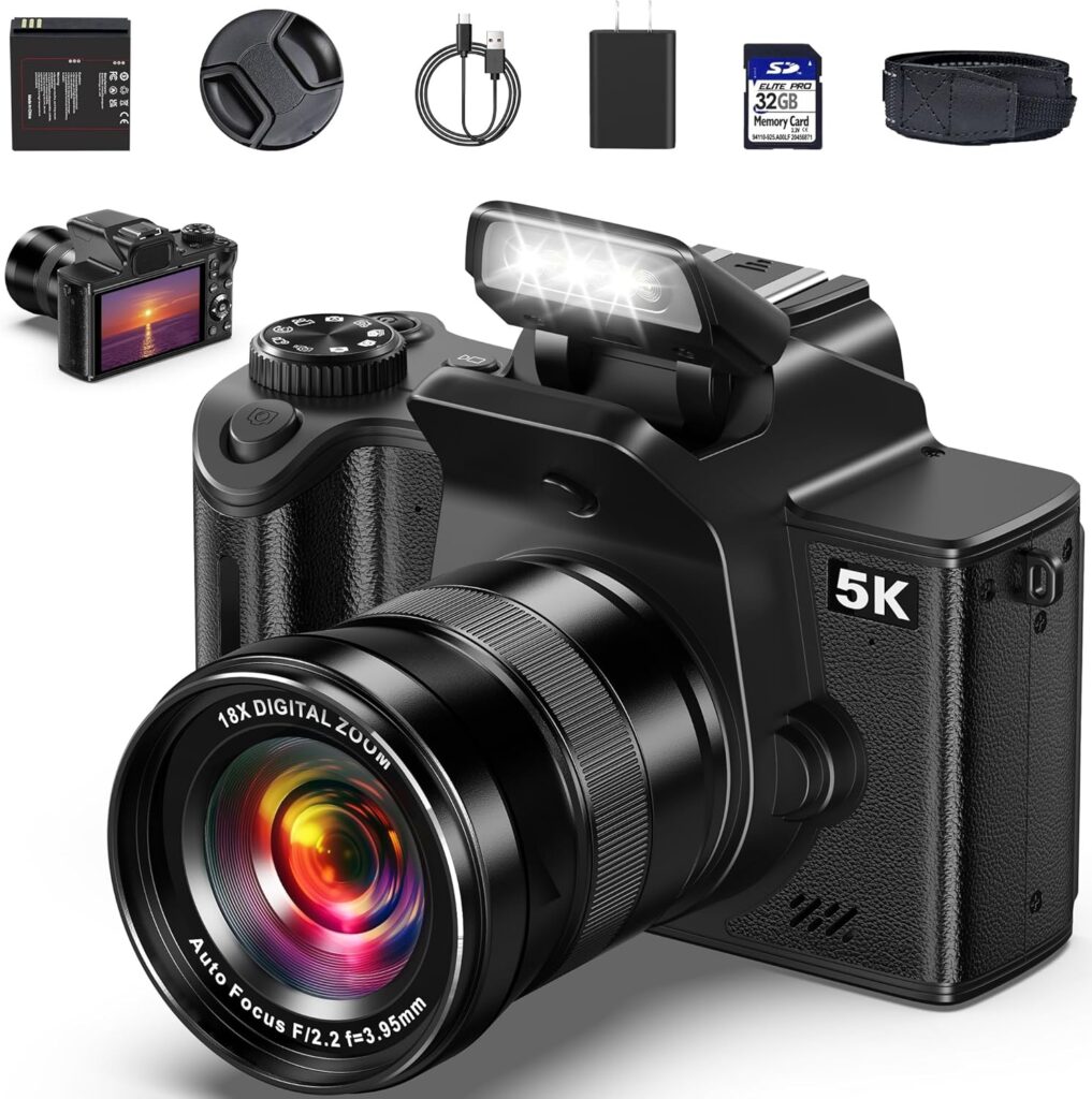 True 5K Digital Cameras for Photography – 80MP WiFi Autofocus Vlogging Camera for YouTube with 4.0″ Touch Screen – UHD One-Touch Macro Video Camara for Beginner Photographer with 18X Zoom, Lens Cap
