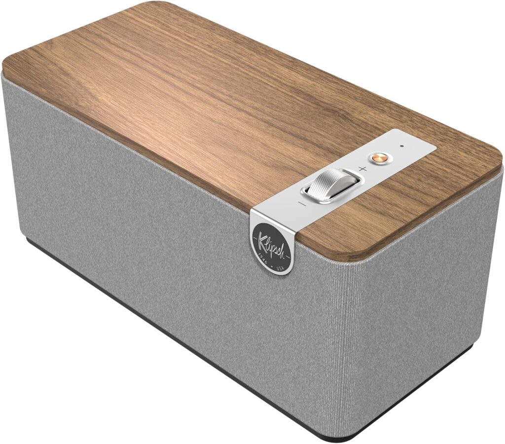 Klipsch The One Plus Premium Bluetooth Speaker System with Two 2.25” Full Range Drivers, 4.5” Woofer, Bluetooth 5.3 with Up to 40 ft. of Distance, Walnut