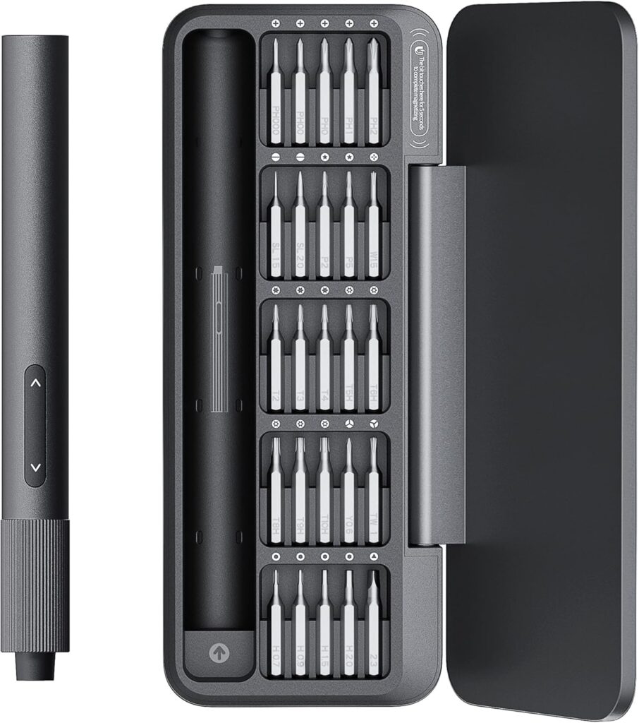 HOTO 25-in-1 Mini Electric Screwdriver, 3.7V Precision Screwdriver Set, USB-C Rechargeable, Compact Magnetic Tool for Phone, Laptop, Camera, DIY Projects, Electronics Repair