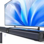 Saiyin Sound Bar for Smart TV, 100W Soundbar with Crystal-Clear Vocals and Bluetooth 5.3/TV-ARC/Optical/AUX Input, 2 in 1 Detachable Surround Sound System for TV/PC/Gaming/Projectors