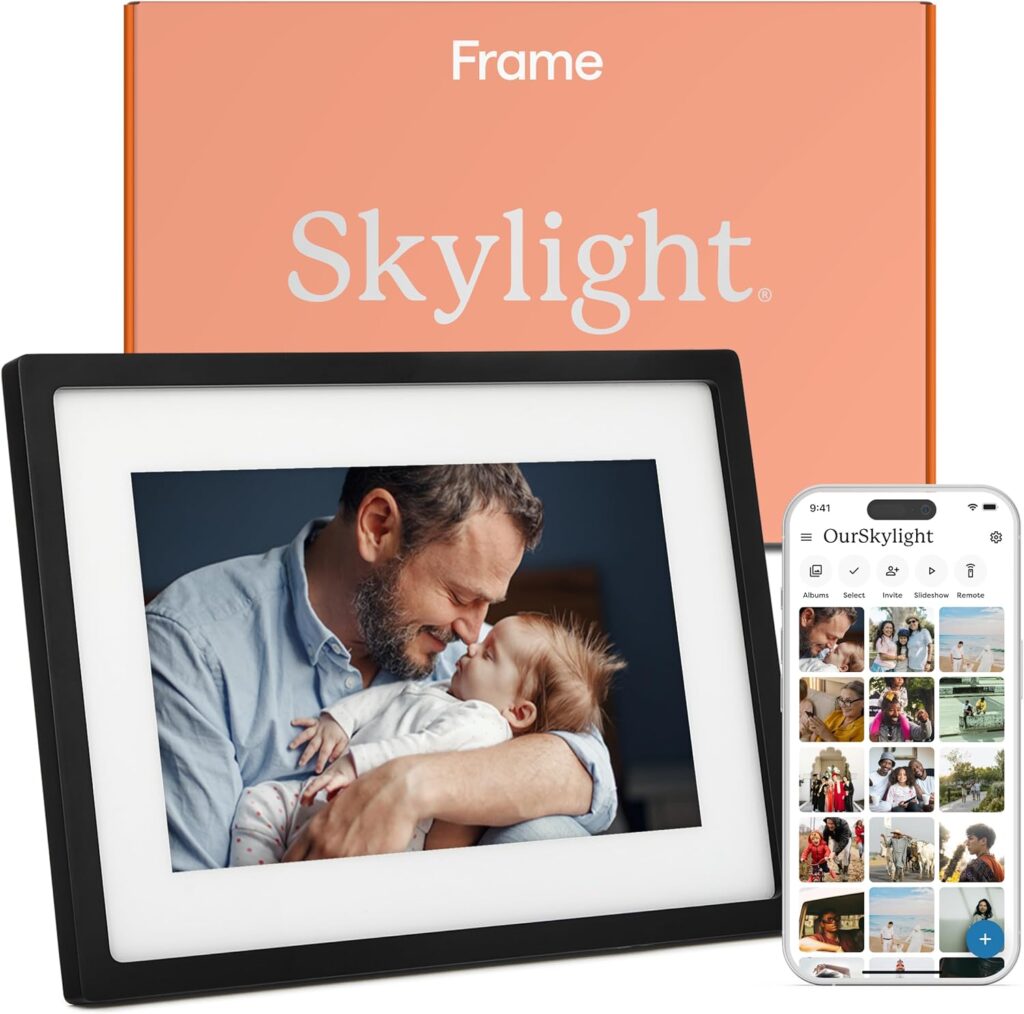 Skylight Frame – WiFi Digital Picture Frame Customer Support, Touch Screen Digital Photo Frame with Easy Setup, Photo Gifts for Parents and Grandparents – 10 Inch Black