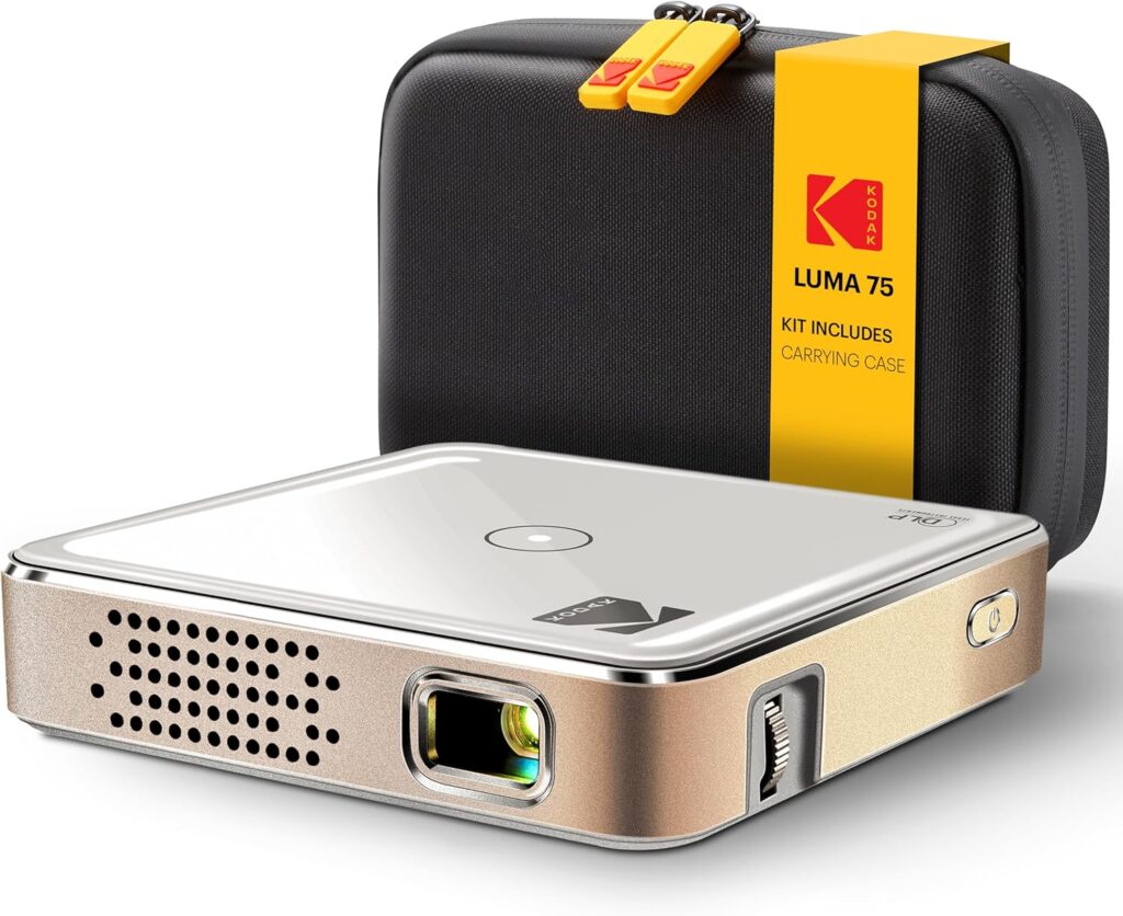 Kodak Ultra Mini Rechargeable Pocket Projector – DLP Pico Projector with 100” Display, HDMI/USB/Micro SD, Built-in Speaker & Carrying Case