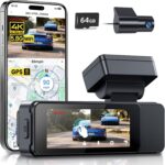 GKU Dash Cam Front and Rear, 3.18” Touchscreen, 4K+1080P Dashcam, Built-in GPS, 5.8GHz WiFi Dash Camera for Cars with 24H Parking Monitor, Night Vision, WDR, Supports 512GB Max