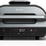 Ninja | Indoor Grill and Air Fryer| Foodi Smart XL | 6-in-1 Grill, Air Fry, Roast, Bake, Broil, Dehydrate & Crisp |Smart Thermometer & Splatter Shield | Dishwasher Safe Parts | Black/Silver | FG551